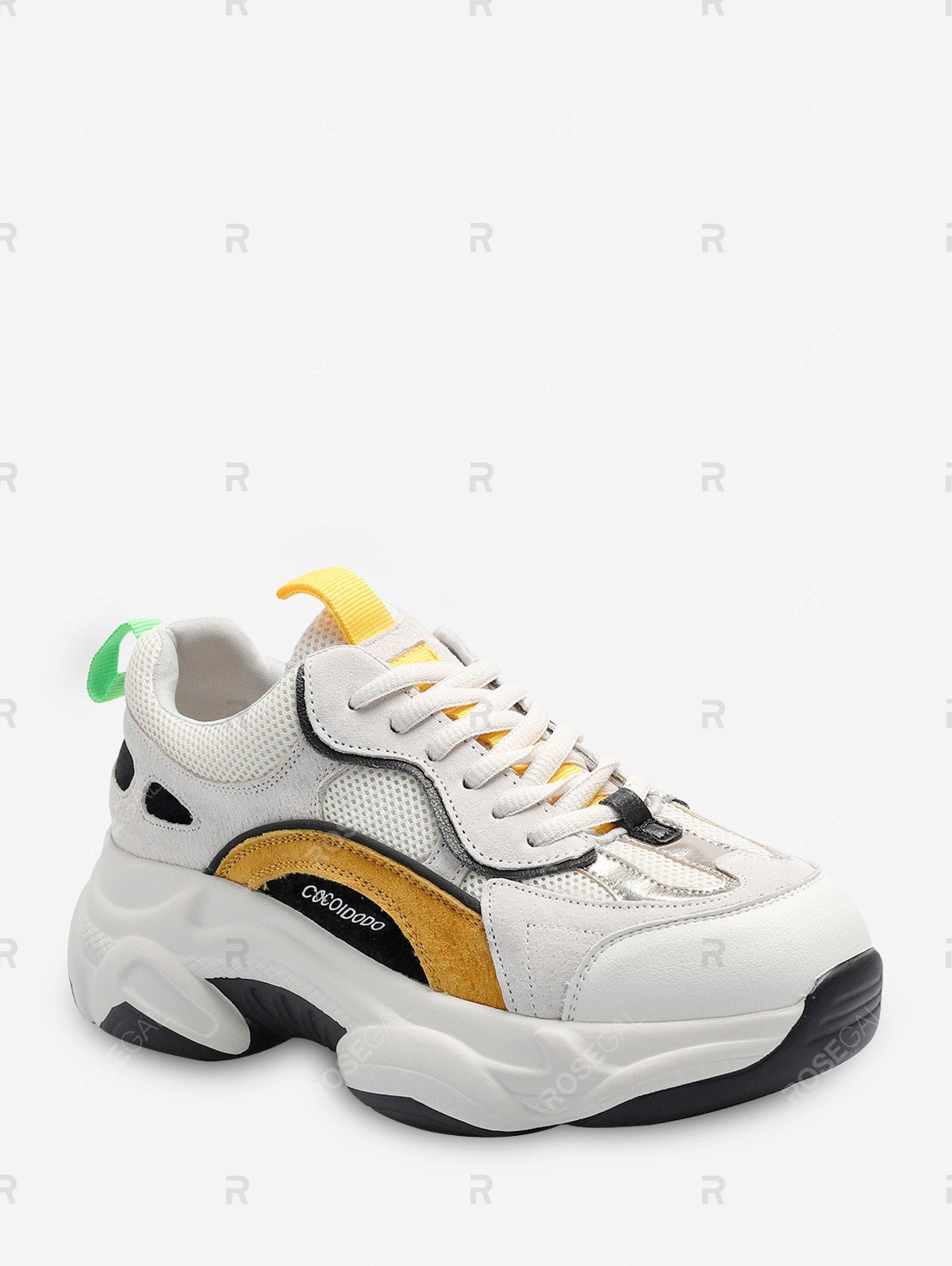 

Color-blocking Breathable Lace Up Dad Sneakers, Bee yellow