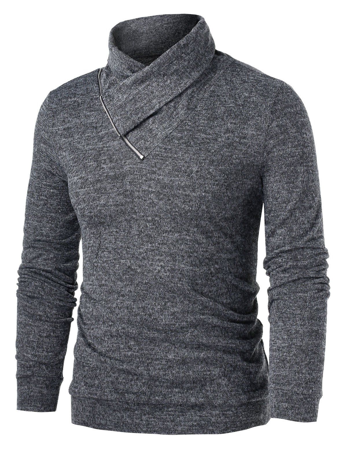 

Heathered Quarter Zip Pullover Sweater, Carbon gray