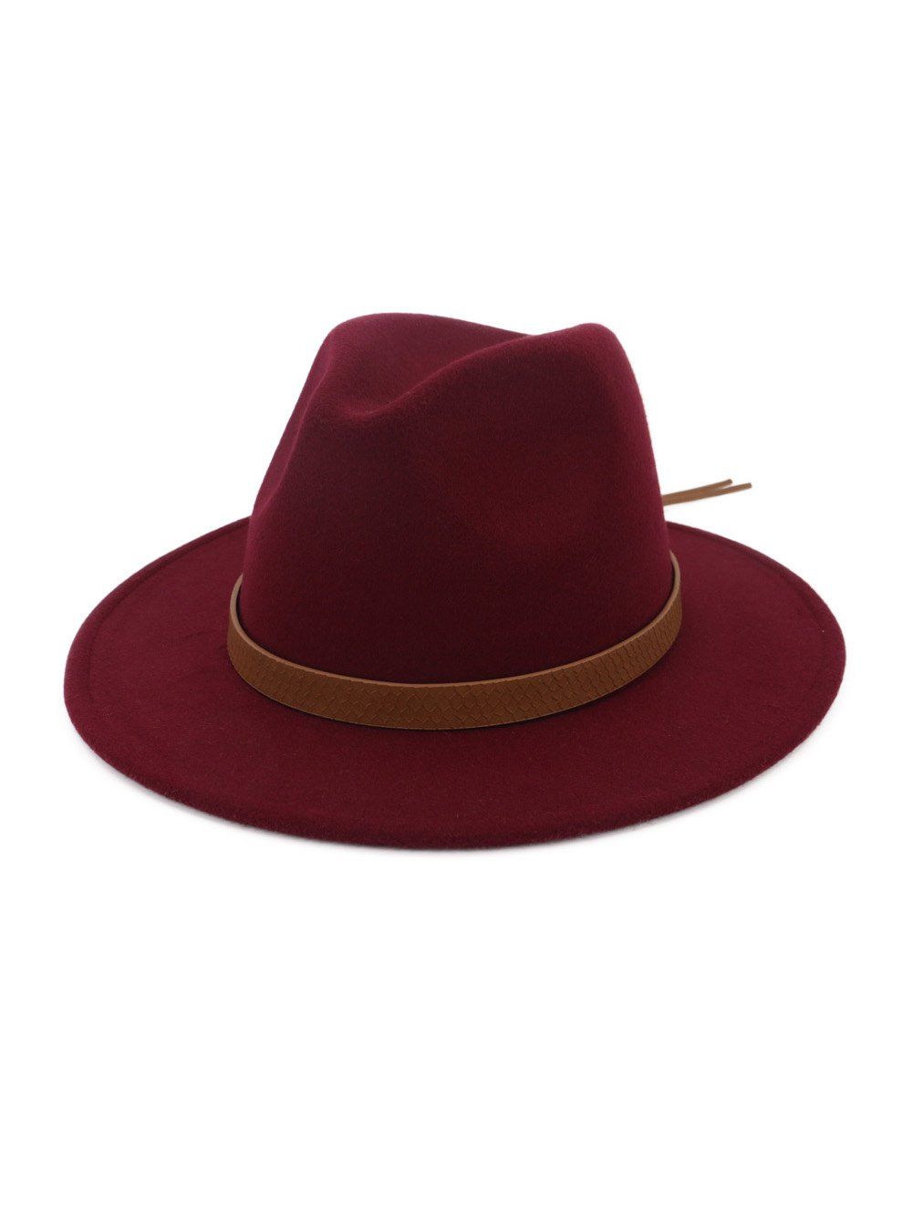 

Vintage Belt Embellished Jazz Hat, Red wine