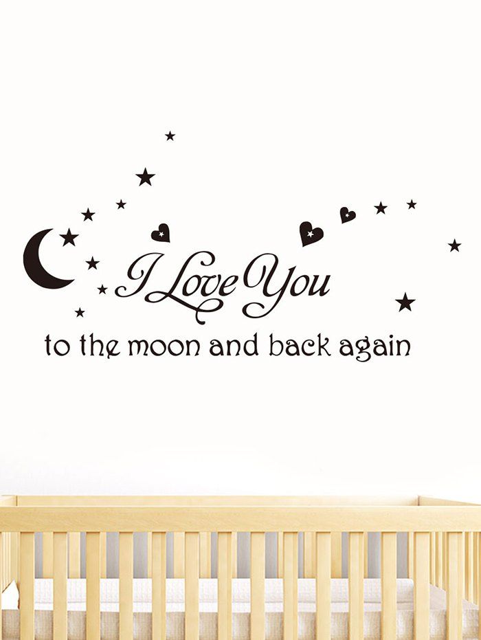 

I Love You Moon Star Pattern Wall Sticker Set, Black