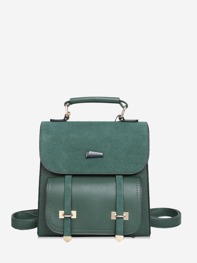 

Multi-function Square Suede Shoulder Travel Backpack, Medium sea green