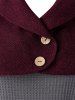 Plus Size Two Tone Tunic Turn-down Collar Sweater -  