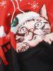 Snowy City Christmas Cat Graphic Front Pocket Hoodie -  