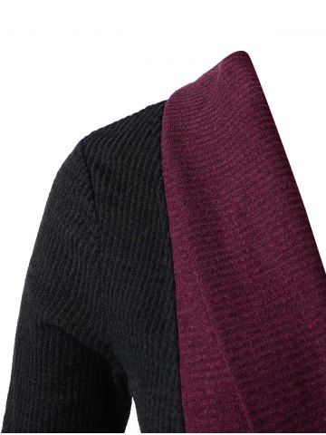 

Plus Size Tunic Contrast Turn-down Collar Sweater, Black