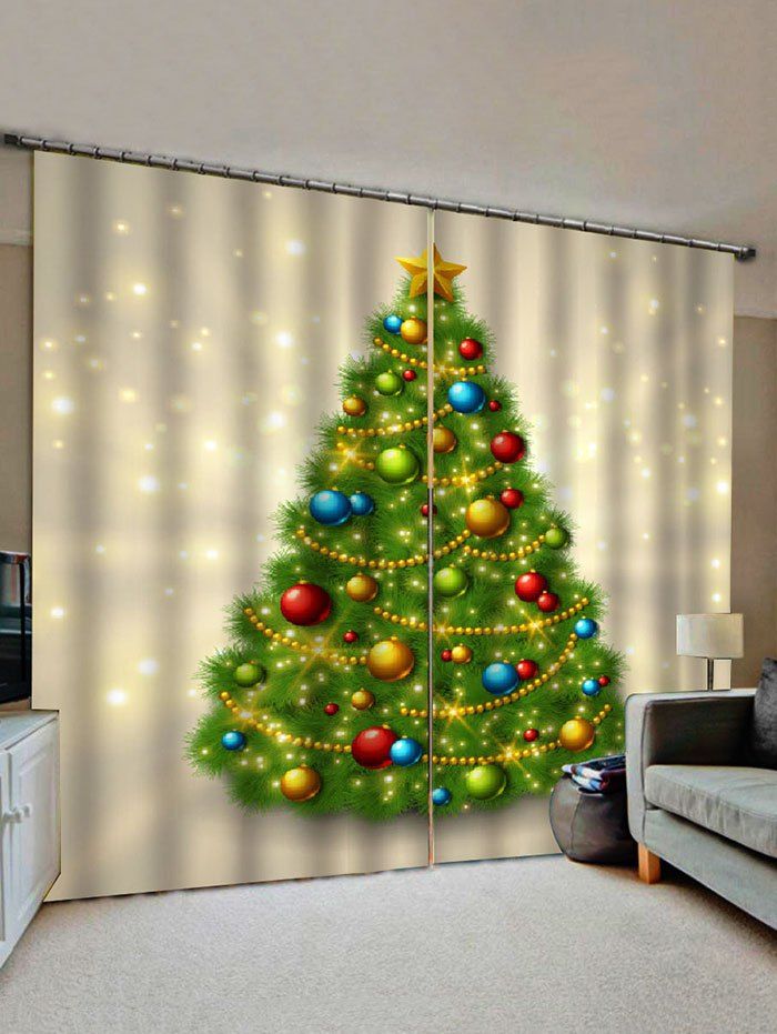 

Christmas Tree Pattern Window Curtains, Multi