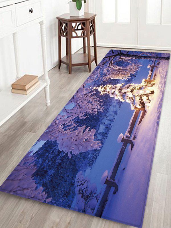 

Christmas 3D Snow Pattern Print Flannel Floor Mat, Medium purple
