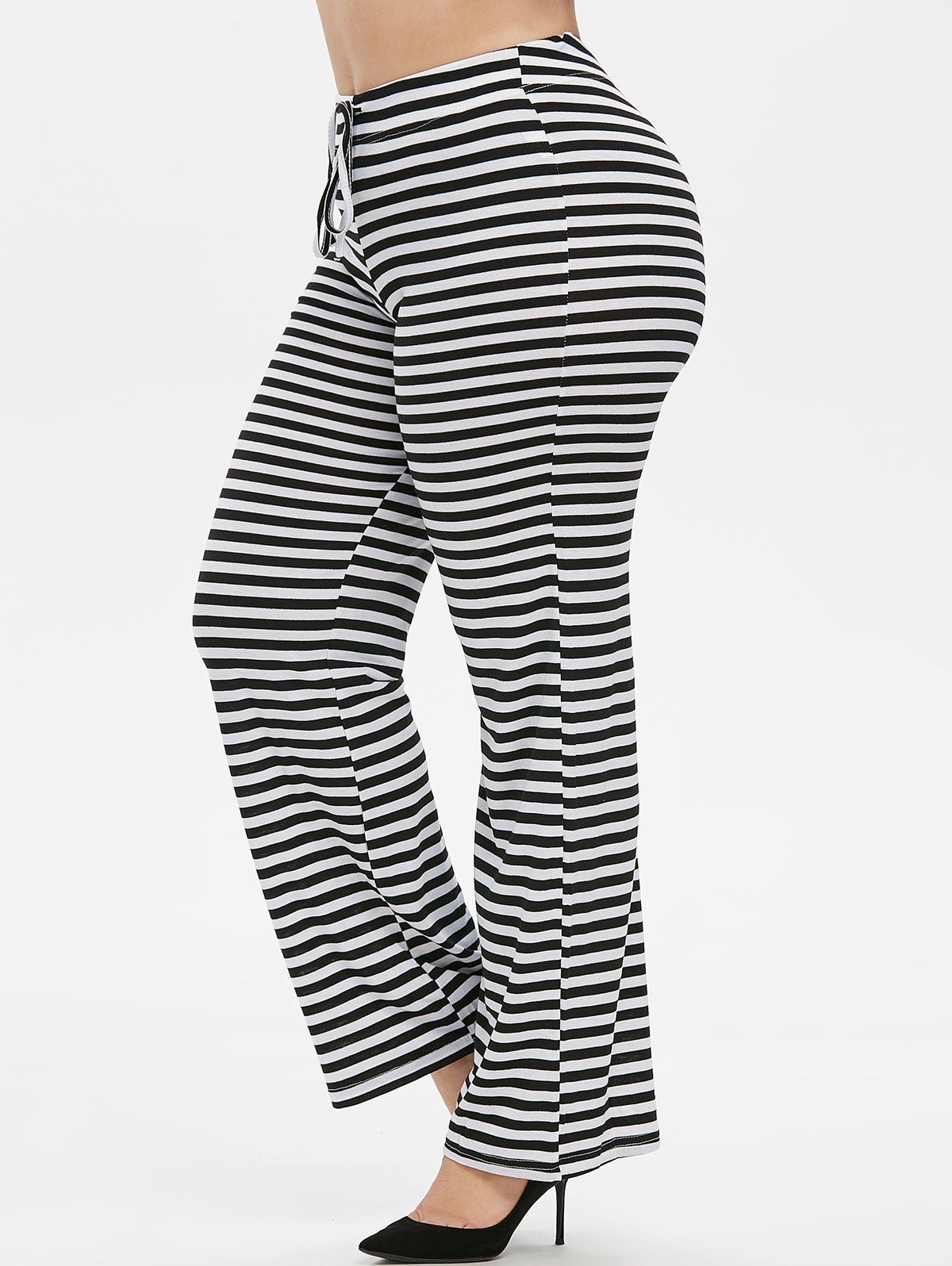 

Plus Size Drawstring Striped Palazzo Pants, Multi