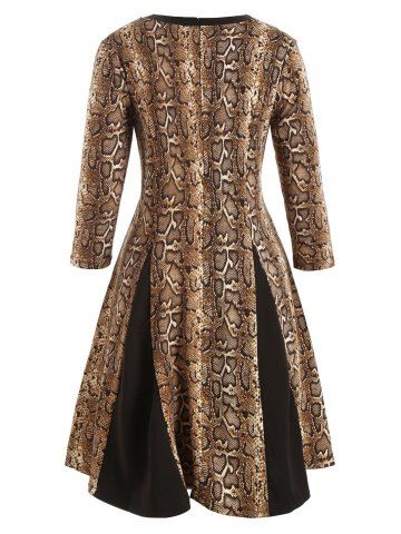 

Plus Size Snake Print Knee Length Dress, Black
