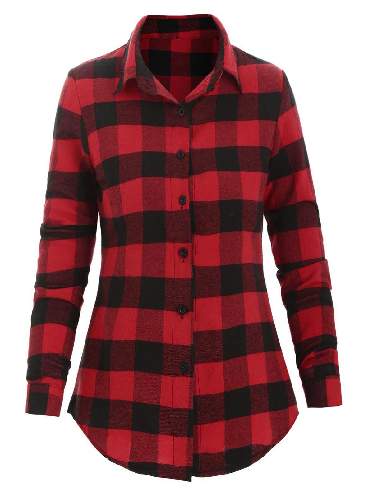 

Plaid Button Up Fitted Shirt, Red wine