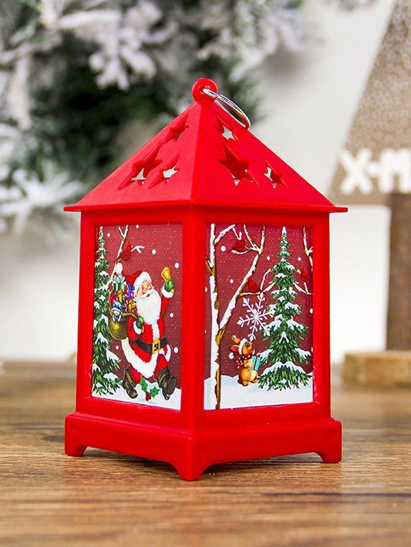 

Christmas Tree Hollowed Star Printed Decorative Light, Bean red