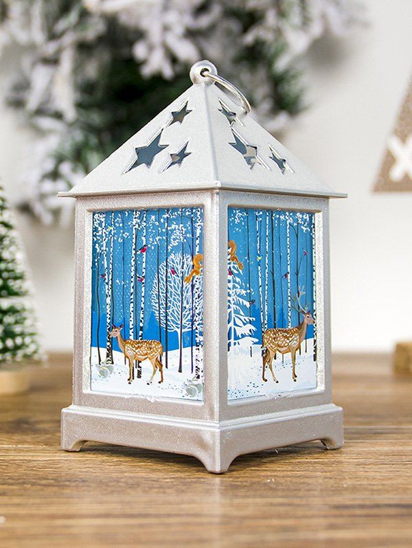 

Christmas Tree Hollowed Star Printed Decorative Light, Silver