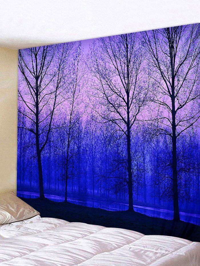

Forest and River Print Tapestry Wall Hanging Art Decoration, Midnight blue