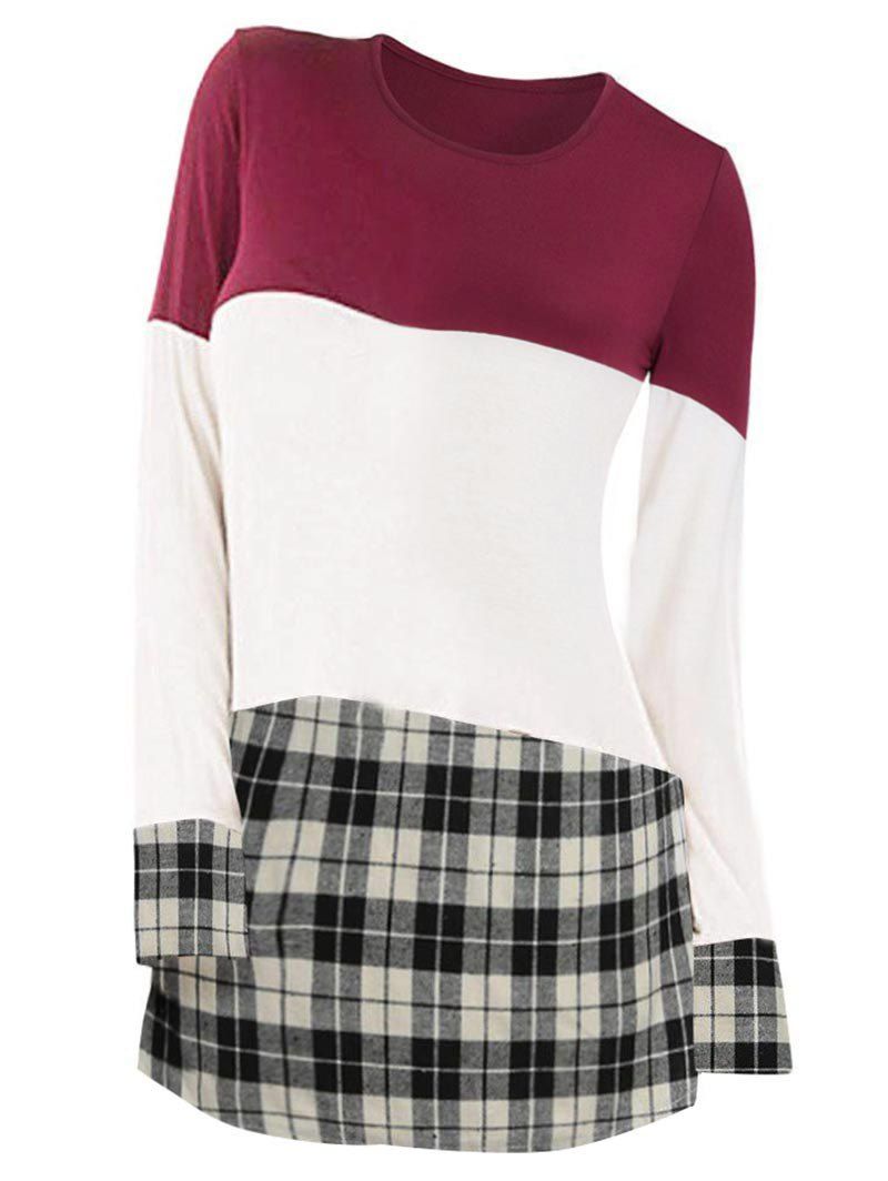 

Colorblock Plaid Longline T-shirt, Multi