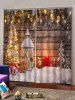 2 Panels Christmas Tree Wooden Board Print Window Curtains -  