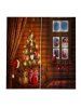 Christmas Tree Santa Claus Pattern Window Curtains -  