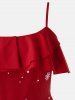 Robe Soirée de Noël Vintage Imprimée Grande Taille - Rouge 4X
