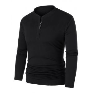 

Plus Size Buttoned Plain Sweatshirt, Black