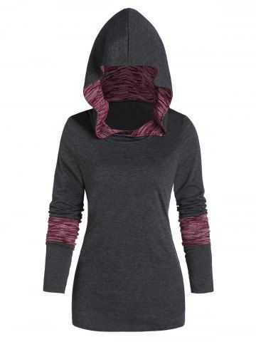 

Contrast Space Dye Print Pullover Hoodie, Dark gray