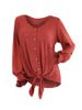 Plus Size V Neck Solid Button Sweater -  