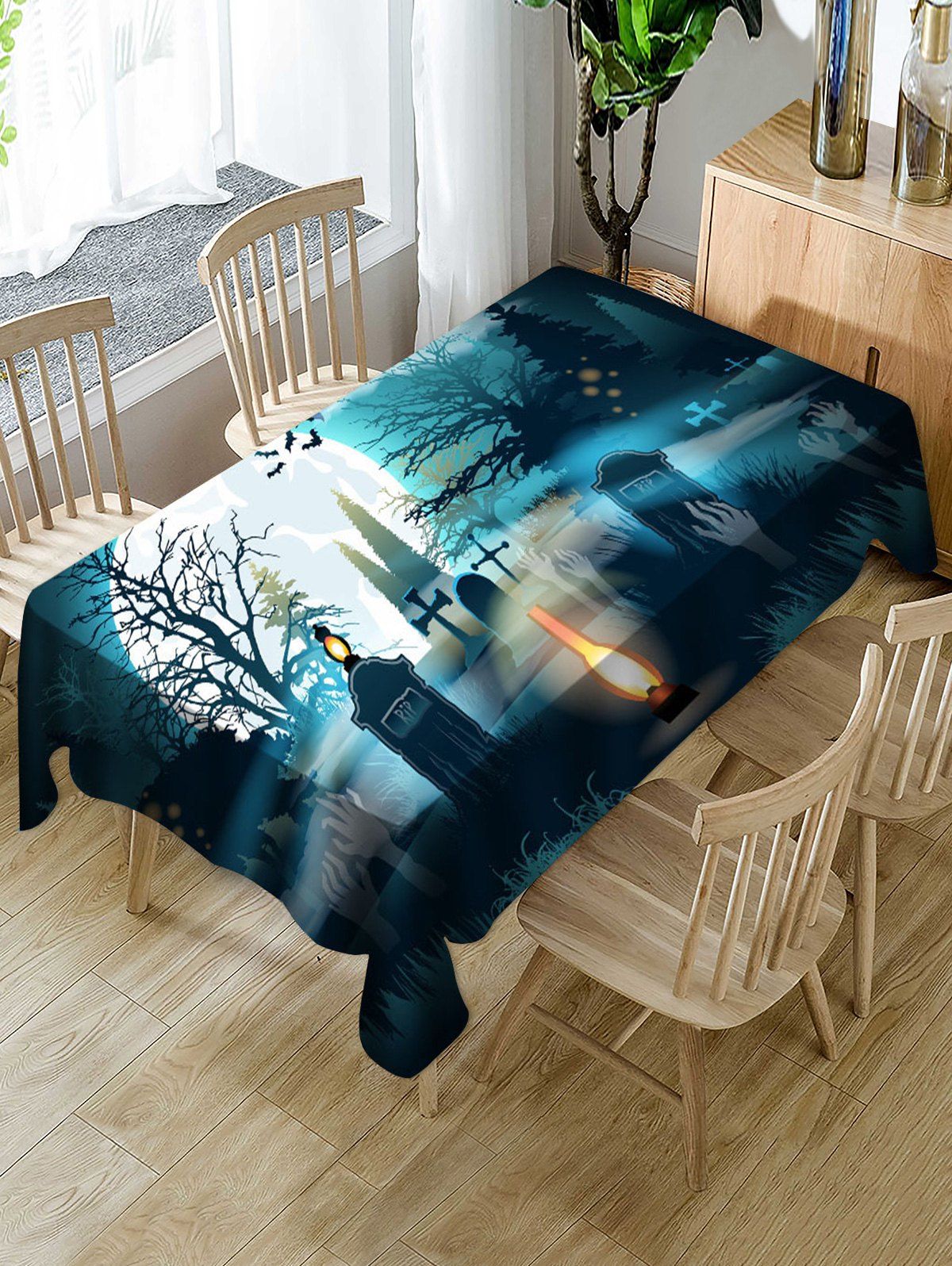 

Halloween Bat Fabric Waterproof Table Cloth, Multi