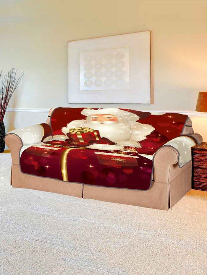 

Christmas Santa Claus Design Couch Cover, Red