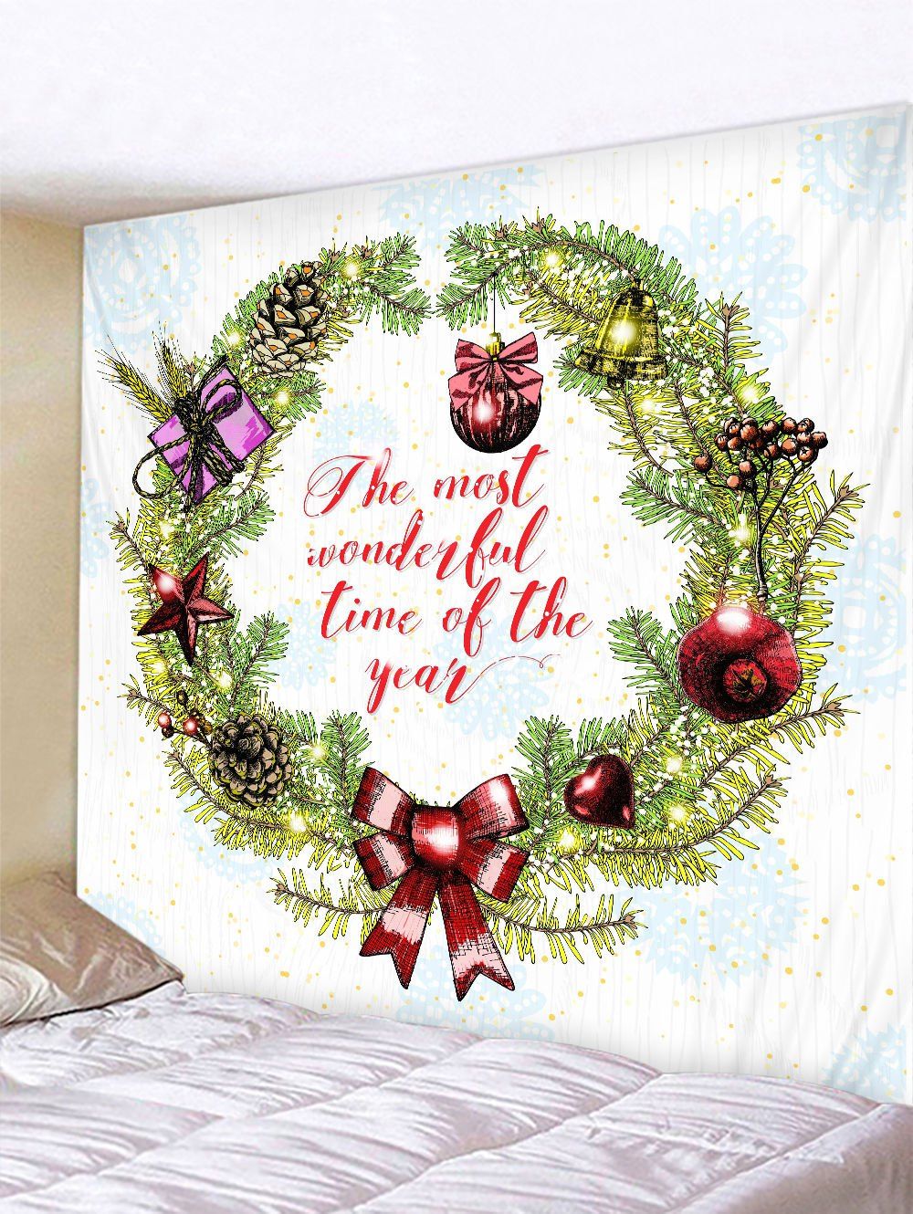 

Christmas Garland Letter Pattern Print Wall Art Tapestry, Multi