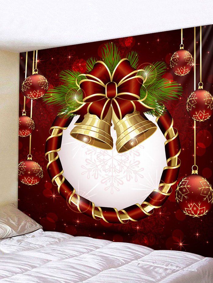 

Christmas Ball Bell Print Decorative Wall Art Tapestry, Multi