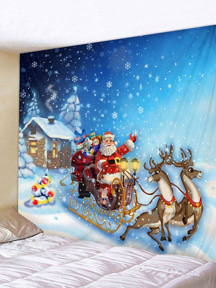 

Cartoon Santa Claus Print Christmas Tapestry, Multi