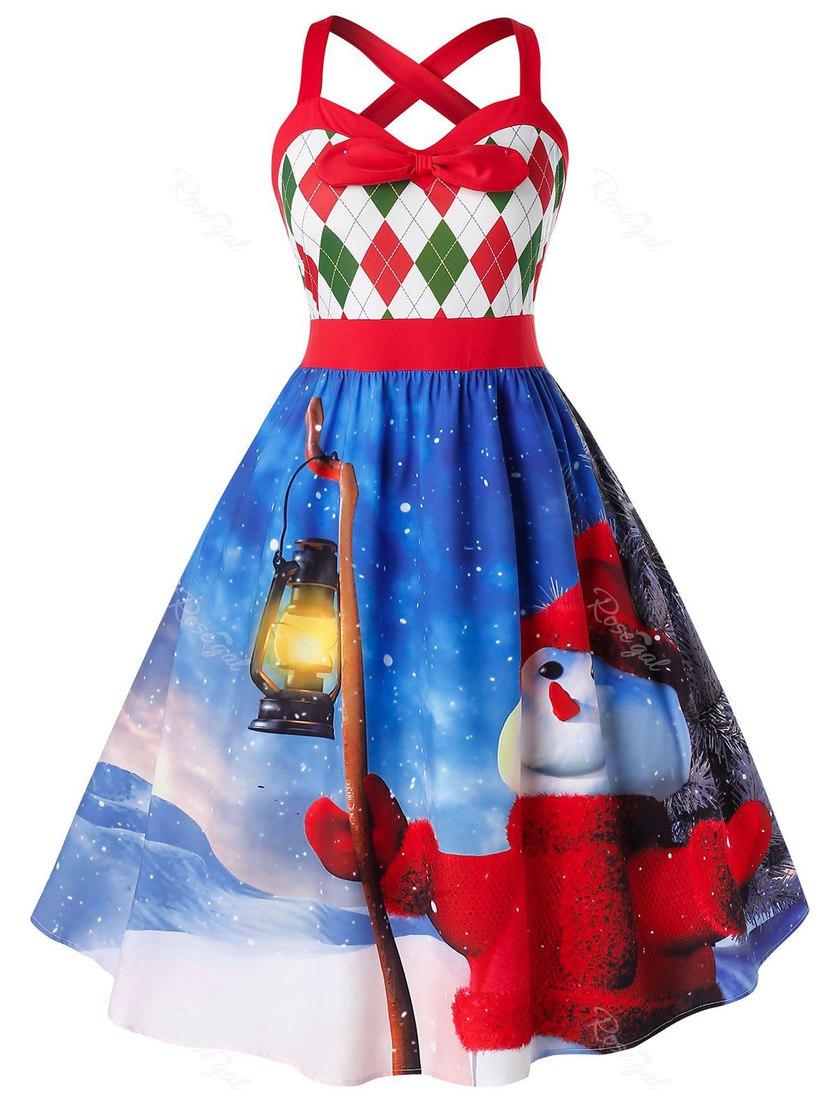 

Plus Size A Line Sweetheart Neck Printed Dress, Blueberry blue