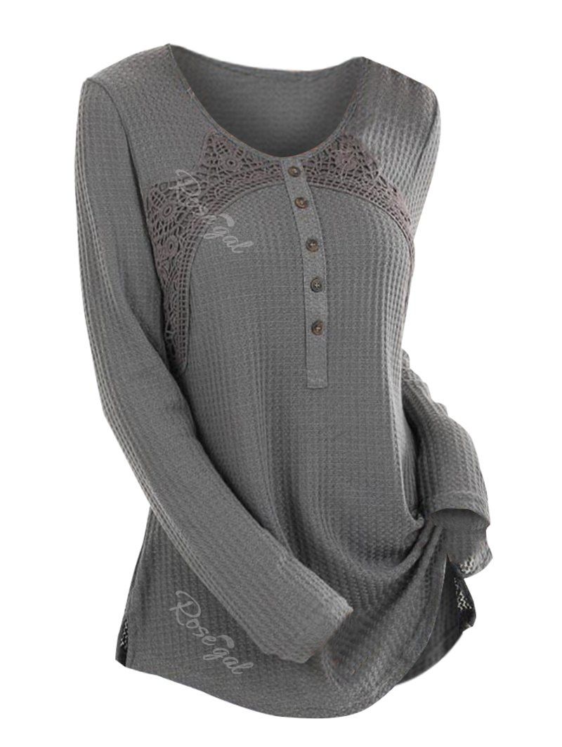 

Plus Size Button Slit Tunic Sweater, Dark gray