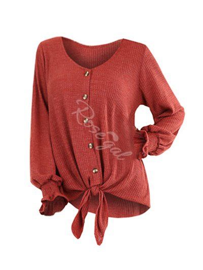 Hot Plus Size V Neck Solid Button Sweater  