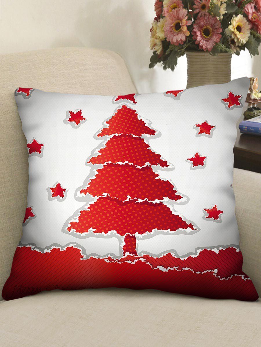 

Christmas Tree Print Decorative Pillowcase, Multi-c
