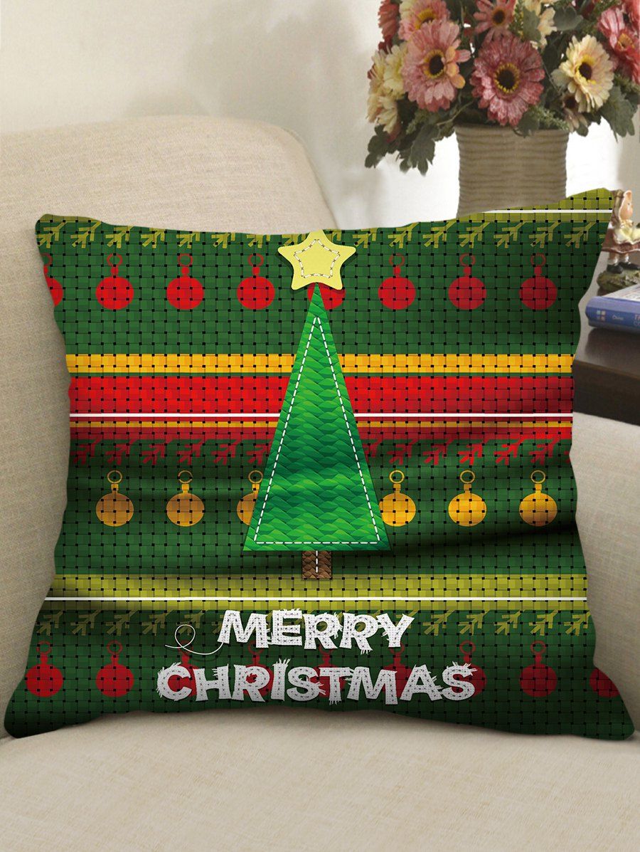 

Christmas Tree Theme Decorative Pillowcase, Multi-d