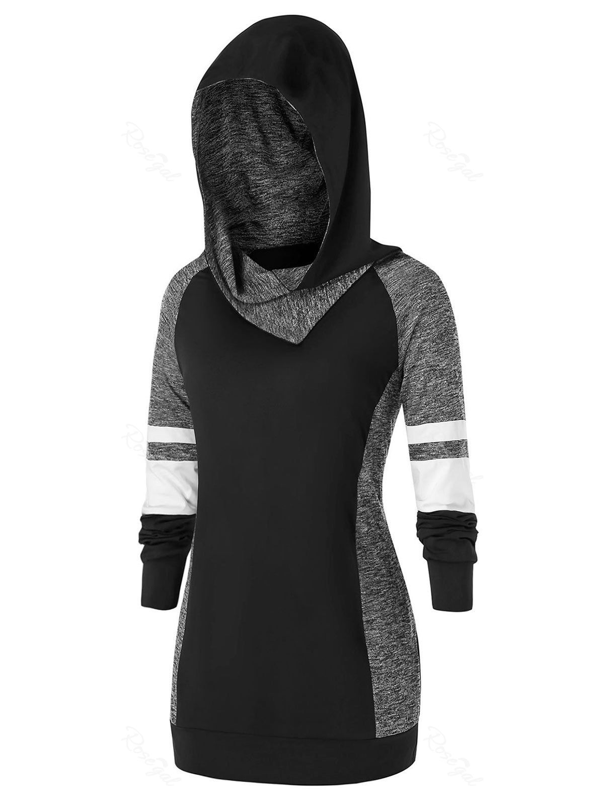 

Plus Size Space Dye Color-blocking Raglan Sleeve Hoodie, Multi