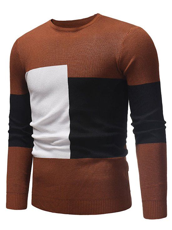 men's contrast spliced knit sweater