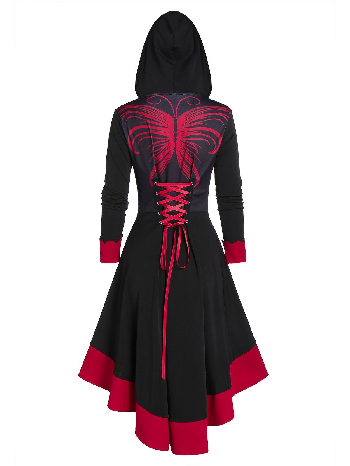 

High Low Two Tone Longline Coat, Black