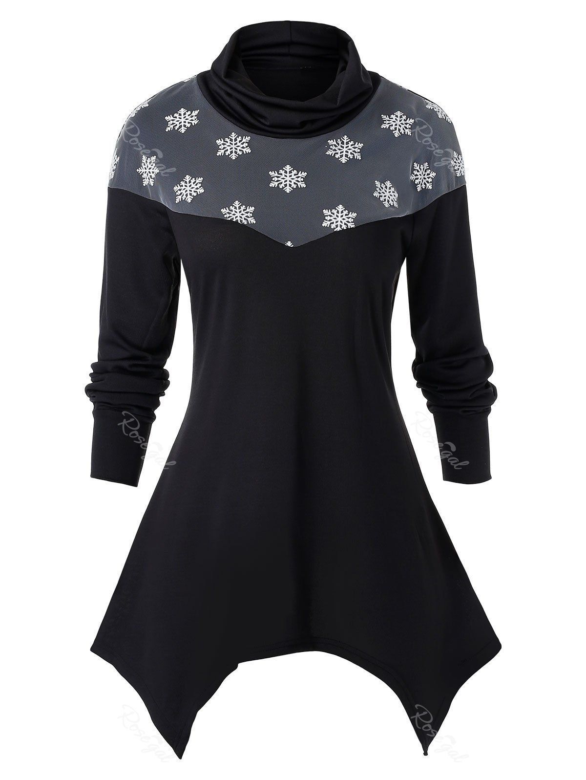 

Plus Size Colorblock Asymmetric Tunic Sweatshirt, Black