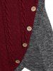 Turn-down Collar Contrast Tunic Sweater -  