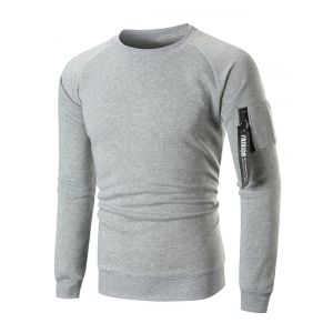 

Raglan Sleeve Ribbon Pocket Fleece Sweatshirt, White
