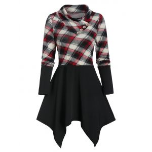 

Plaid Hanky Hem T Shirt, Multi a