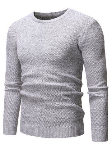 Casual cuello redondo suéter heathered - GRAY - M