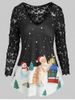 Flower Crochet Christmas Funny Snowman Print Long Sleeve Tee -  