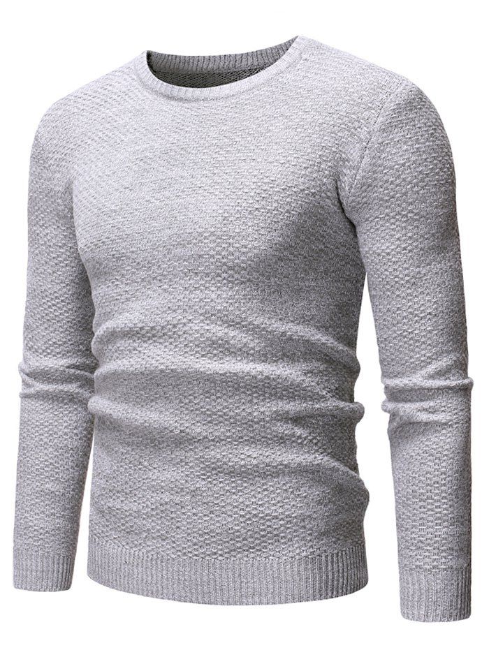 Cheap Round Neck Casual Heathered Sweater  