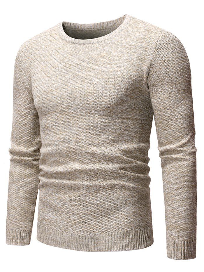 

Round Neck Casual Heathered Sweater, Apricot
