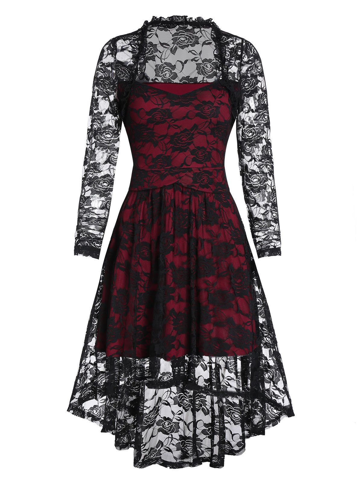 black flower lace dress