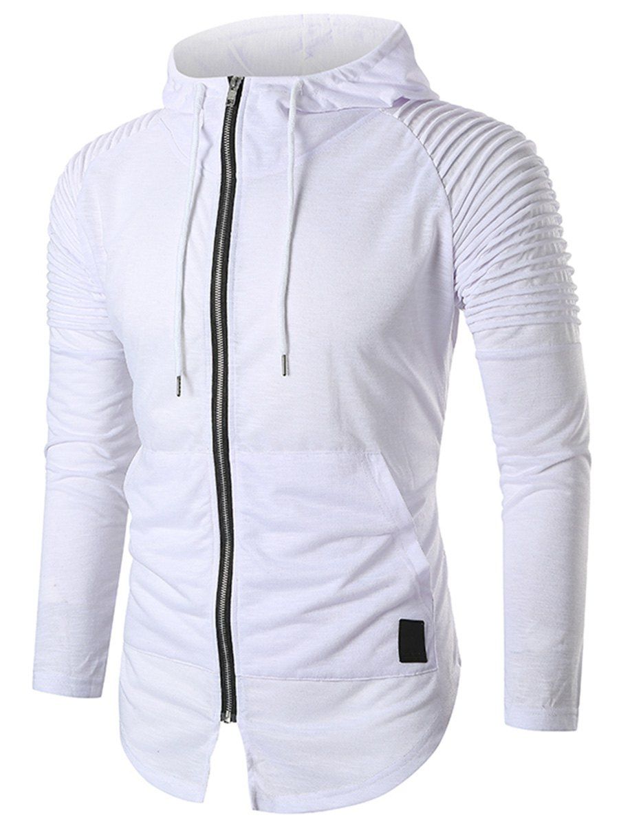 raglan sleeve zip up casual hoodie