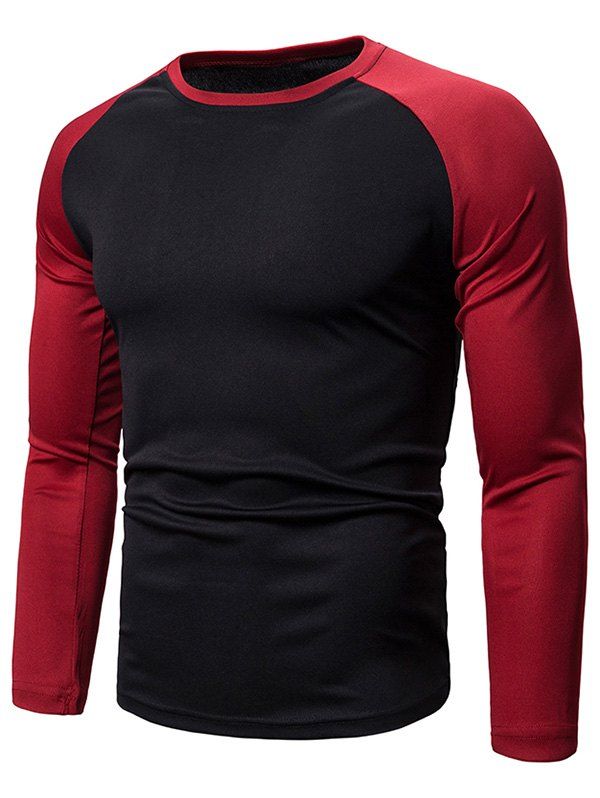 

Colorblock Splicing Raglan Sleeve T-shirt, Black