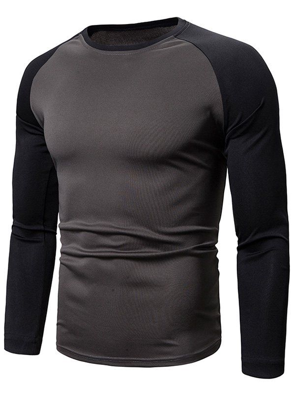 

Colorblock Splicing Raglan Sleeve T-shirt, Dark gray