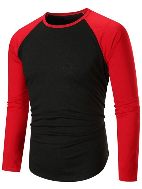 

Color Blocking Spliced Raglan Sleeve T-shirt, Black