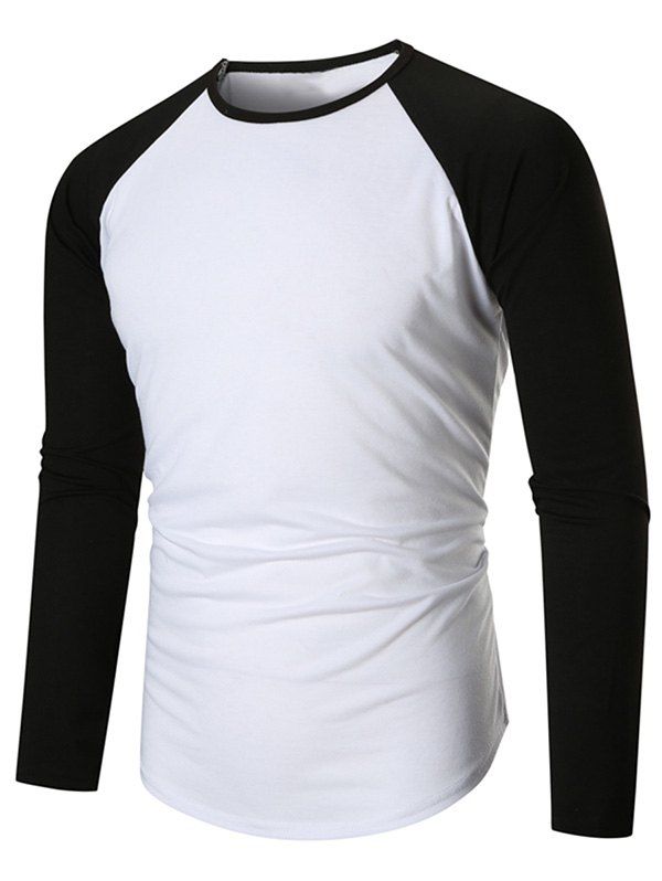 

Color Blocking Spliced Raglan Sleeve T-shirt, White